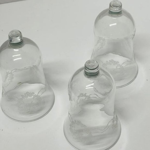 Home Interior Homco Votive Cups Heart & Ribbons Etched Votive Cups 5" Set of 3 - Picture 4 of 4